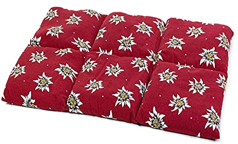 Coussin aux grains d'épeautre biologique 40x30 - Coussin chauffant pour le dos ... - Bouillotte sèche - Compresse chaude ou froide (6 compartiments; Design: fleurs d'edelweiss)