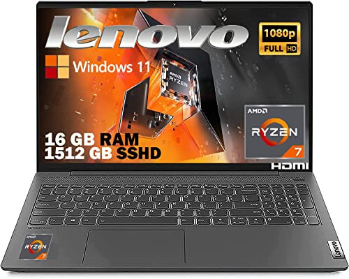 Lenovo Notebook pc portatile Cpu Ryzen 7 5700U 8, RAM 16Gb, SSD+HD M.2 1512GB, Display 15,6 Full HD, tastiera Italiana, 4 usb, Win 11 Pro, Mouse OMAGGIO