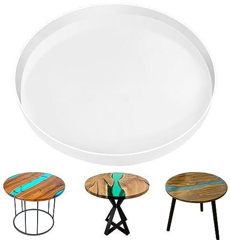Grande stampo rotondo in resina, grande stampo in resina siliconica, stampo da tavolo in resina epossidica per salumi, tavolino in resina fiume, decorazione per la casa fai da te (49 x 49 cm)