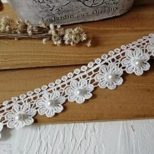 LEEQ Nastro di Fiori in Poliestere - 3.5cm Passamaneria Decorativa Trim Nastro Fiore Applique Nastri Decorativi Tessuto per Fascia per Capelli, Abbigliamento, Decorazioni per Feste (5 Yard)
