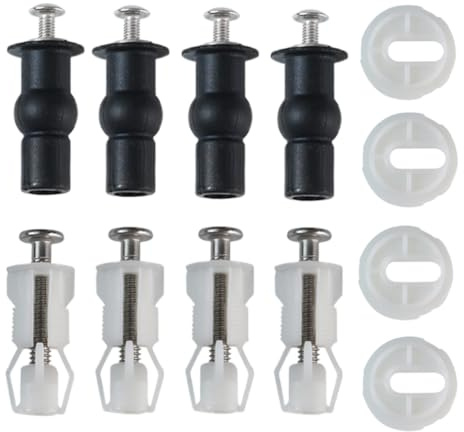 XOXVURI 8 Pezzi Toilet Seat Fixings, Fissaggio Tavoletta Wc Toilet Seat Accessories, Toilet Seat Fixing Screws, Toilet Seat Fixing Set, Rubber Nut Fixing For Toilet Seat, Fixing Toilet Seat