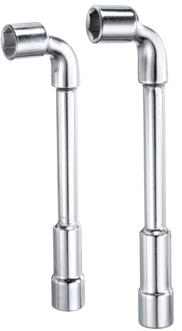 QUARKZMAN 2 Pcs Llave de Vaso Hexagonal en Forma de L de 14 mm 15 mm Llave de Tubular Métrica de 6 Puntas de Acero con Alto Contenido de Carbono, de Doble Extremo, para Reparaciones