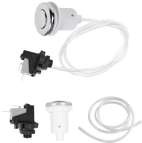 Hapivida Interruttore Pneumatico per Bagno, Kit Interruttore a Bottone in Acciaio Inossidabile con Tubo 1m per Vasche Idromassaggio e Attrezzature Sanitarie, Facile da Installare e Pulire