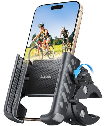andobil Handyhalterung Fahrrad – Schockabsorbierend metallklemme Universal Handyhalterung Motorrad 360° Handyhalter Fahrrad für iPhone 16/15/14 Pro Max Samsung S25