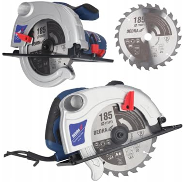 DEDRA Handkreissäge stark 1500W, Kreissägeblatt Ø 185mm, max. Schnitttiefe 66 mm, Ergonomisches Leichtgewicht 4,4kg, softgrip, für Holz und mehr