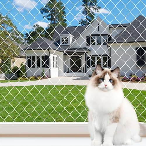 Rete Gatti Balcone Tagliabile Anti Uccelli Rete Sicurezza per Gatti Balcone Rinforzata Gatto Finestra 10x3 M per Fissare Terrazze Scale Finestre e Porte (Bianca)