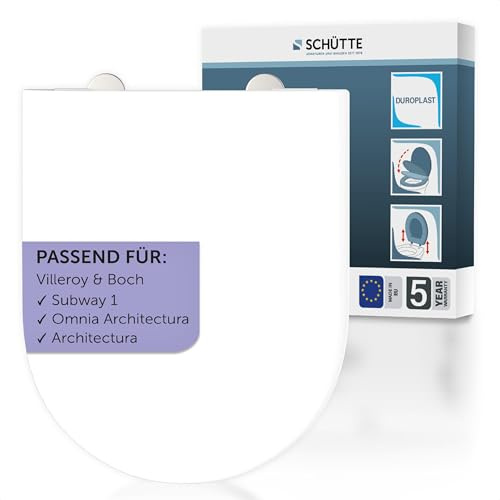 SCHÜTTE WC-Sitz passend zu Villeroy & Boch Subway 1, Omnia Architectura, Architectura, mit Absenkautomatik made in EU, Abnehmbarer Klodeckel aus bruchsicherem Duroplast, Toilettendeckel bis 250kg
