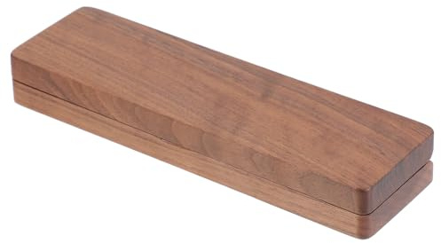 Veemoon Black Walnut Wooden Pen Storage Case with Flip Lid Single Slot Handmade Pen Organizer Box for Desk and Office Use
