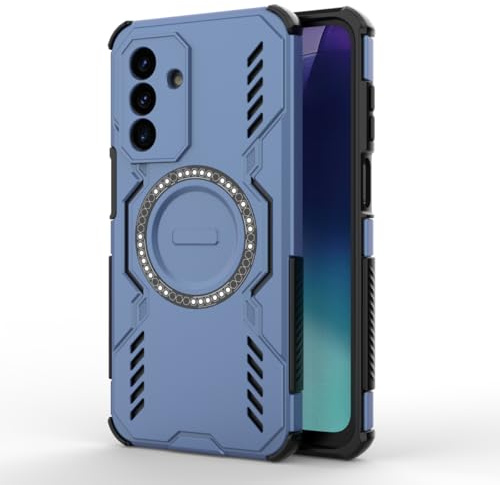 HAFFAN mobiltelefonfodral för Samsung Galaxy A17 5G/A17 (4G LTE) (6,7 tum) stötsäkert pansarfodral smalt TPU-fodral, magnetiskt, 360 skydd, trådlös laddning – blå