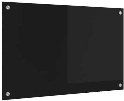 vidaXL Küchenrückwand Schwarz 80 x 50 cm Gehärtetes Glas, Moderner, stabiler Küchenoberflächen-Style: Hitzebeständige Glasrückwand für coole Upgrades und modernen Flair