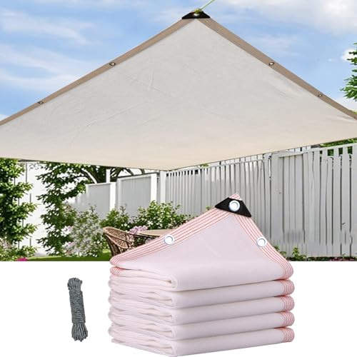 Trädgård skuggduk, 90 % UV-blockerande vitt solskyddstyg, andningsbar pergola baldakin för utomhusväxter, balkong, uteplats, växthus, med öljetter (600 cm x 1 000 cm)
