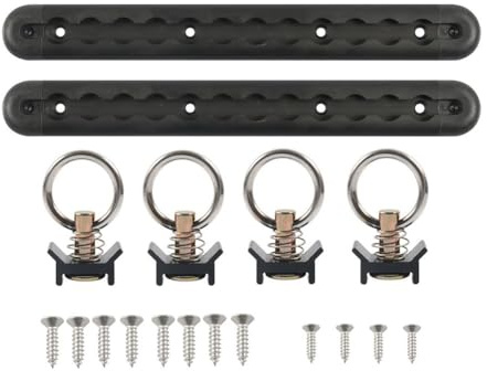 FUBESK Sistema de riel de amarre en L de aluminio anodizado negro con 4 pernos de acero inoxidable para camiones, furgonetas y remolques, 12 pulgadas