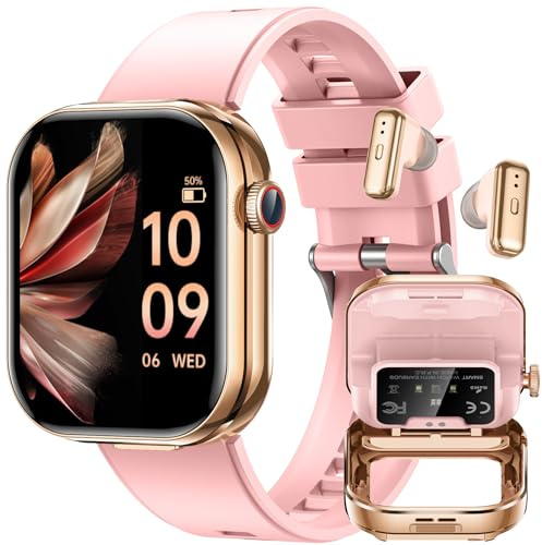 Smartwatch Donna Uomo con Auricolari Bluetooth: 2.02 Orologio Smart Watch Effettua Risposta Chiamate 100 Modalità Sportive Fitness Tracker IP67 Impermeabile WhatsApp Notifice Compatibile Android iOS