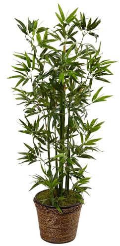 Nearly Natural 4ft. Bamboo Artificial Tree in Coiled Rope Planter