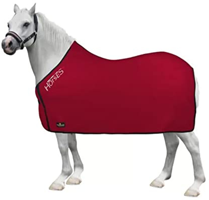 Horses, Coperta Cavallo in Pile Basic Pony, di Ottima Fattura, Utile per Proteggere il Pony dagli Sbalzi di Temperatura, dalla Pioggia e dagli Insetti, Rosso 100 cm