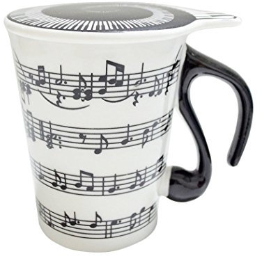 Binnan Coppa Musicale in Ceramica,Tazza Musicale Pianoforte Tazza da caffè Tazza con Coperchio