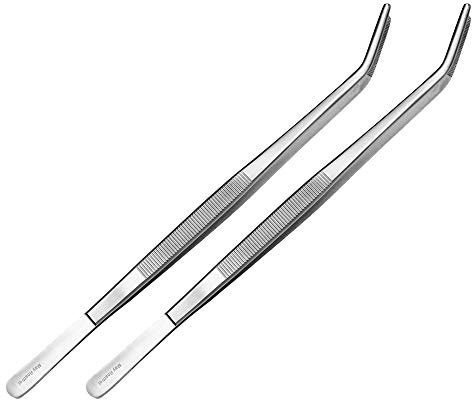May 2-set kökspinntallrik 30 cm lång – böjd – pincett – grillpincett – grillstång – rostfritt stål