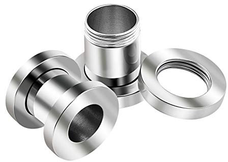 KJM FASHION 2 Stk Chirurgischer 316-l-stahl 7mm 1 gauge Fleischtunnel Screw Flesh Tunnels Ohrring Stecker Ear Plugs Piercing Schmuck 1860