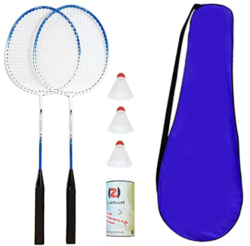 Set de bádminton de Plumas y 2 Raquetas con 3 Plumas y Funda para Toda la Familia, Vacaciones, jardín, Playa