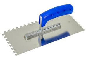 Glätter mit Softgriff gezahnt 10 x 10 mm Glättekelle Kelle rostfrei Glättscheibe Zahnkelle Glättekelle mit Zahnung Zahnglättkelle