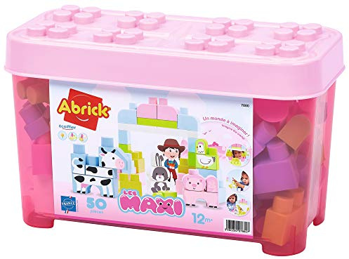 Ecoiffier – Abrick bunter Bauernhof – 50 große Bauklötze in Tierform, bunte XL-Bausteine in Box, für Kinder und Kleinkinder ab 12 Monaten