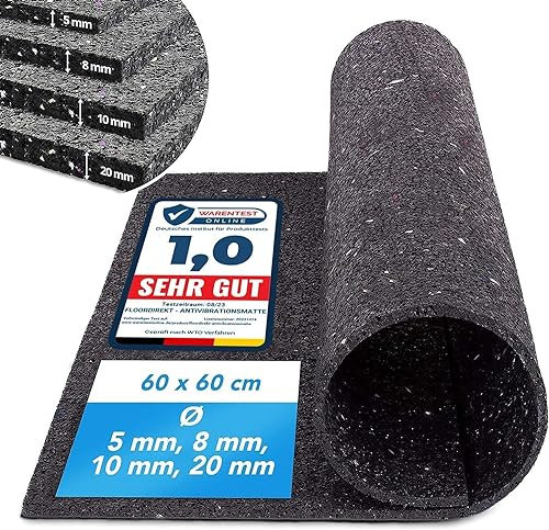 Casa Pura | Tapis anti-vibrations qui absorbe les vibrations et le bruit, découpable | Produit de qualité fabriqué en Allemagne | 62,5 x 200 cm, 5 mm