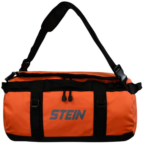 STEIN 40L, 70L, 90L Sac fourre-tout résistant à l'eau et sac à dos, en PVC durable pour l'extérieur, le camping, le sport, les sports nautiques, Orange, 70L, Sac de sport