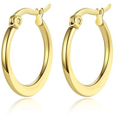 Yulovee 9ct Yellow Gold Filled Hoop Earrings for Women Girls, Hypoallergenic Huggie Hoop Earrings(20MM)