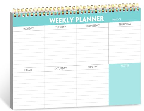 Weekly Planner Notepad - 7 x 10 Weekly Pad Organizers Habit Tracker Journal for Man & Women, 52 Sheets, 100gsm Paper, Undated Weekly To Do List Notepad with Your Life, Teal