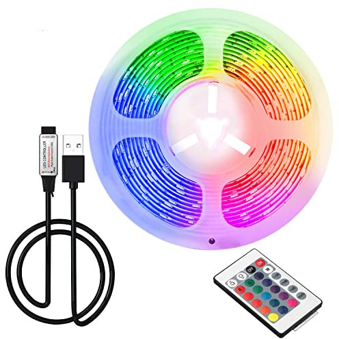 ruimeimei Striscia LED USB da 2 m, 5 V, 16 colori 5050, 24 tasti, decorazione fai da te per interni, per retroilluminazione TV,