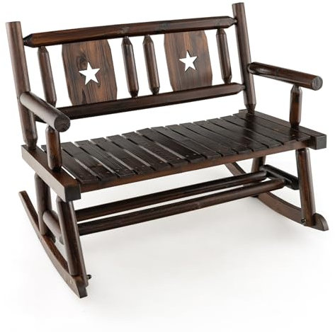 GIANTEX Gartenbank Schaukelbank wetterfest, Gartenschaukel Sitzbank 2 Sitzer mit Rücken- & Armlehnen, Balkon Schaukel Bank Holz karbonisiert, Parkbank Schwingbank bis 320 kg belastbar, 111x 85x89 cm