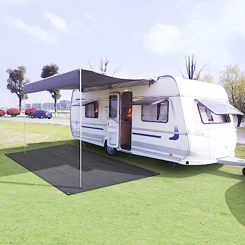 Homgoday Tappeto per tenda 250 x 200 cm antracite, tenda da campeggio per escursioni all'aperto, tenda e tenda da sole, patio, terrazza ricreativa, copertura del terreno, tappeto sportivo