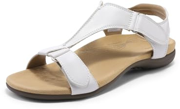 DREAM PAIRS Sandali da Donna Comode Scarpe Basse con Supporto Plantare per Camminare Spiaggia Viaggi,Size 38.5,Bianco,DWUMFS2508