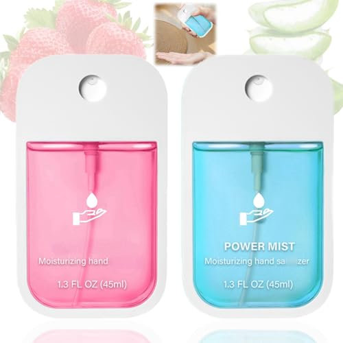 Mist Hydrating Hand Sanit-izer Spray for Adults,Cleanses Your Hands,Hand Sanit-iser Travel,Hand Sanit-iser Mini,Small Hand Sanit-iser,Mini Travel Essentials,Multi-Flavor,Hand Spray,Strawberry+Aloe