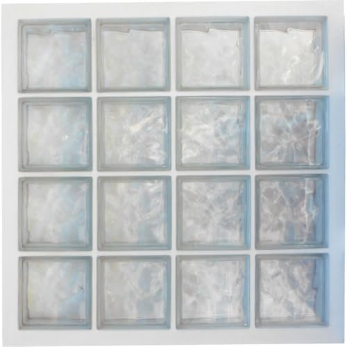 Pannello prefabbricato con cemento idrofugato, uso verticale | N. 16 blocchi di vetro (4x4) mm 190x190x80 ondulato trasparente | Dimensione 870x870 mm | Unità di vendita: 1 pannello