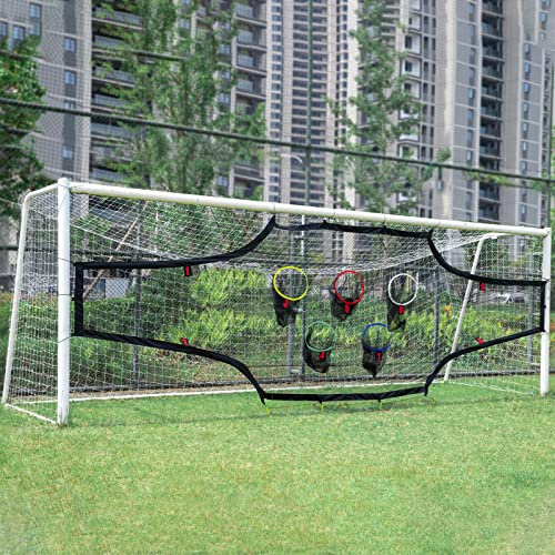 Kit de but de football avec mur de but, filet mural de but de football avec 9 trous de tir, kit d'exercices de tir de football, entraîneur de but de football avec mur de but (but de football non in