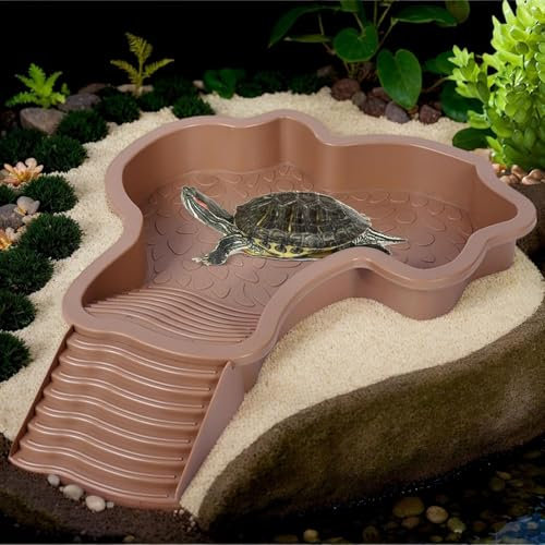 Schildkröten Wasserbecken 35x28.5x4.3cm, Schildkröten Wasserschale, Reptilien-Badebecken, Schildkröten-Badeschale Für Nahrung Und Wasser, Wasserschalen Terrarium Für Schildkröte, Gecko (Gelb)