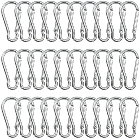 GeekerChip Set di 30 Moschettoni,Moschettone in Lega di Alluminio,3.6 * 41mm,Clip Gancio a Molla Fibbia Appesa,Portante sicuro 2.5 kg,per amache,campeggio,pesca,tende da sole