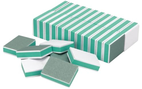 50 Piezas Bloques Pulidores para Uñas, Taco de Esponja Doble Cara, Uñas Pulidora Profesional Bloque de Lima, Mini Bloques de Buffer a Granel, Lima Lavable, para Gel Natura y Acrílico (Verde)
