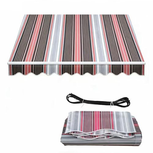 6.5ft/2m, 11ft/3.5m, Retractable Patio Awning Replacement Fabric(without Frame), 280g/m² Polyester Canopy Cover, Uv Protection Water-resistant(Size:3x2.5m/10x8ft,Color:Stripes1)