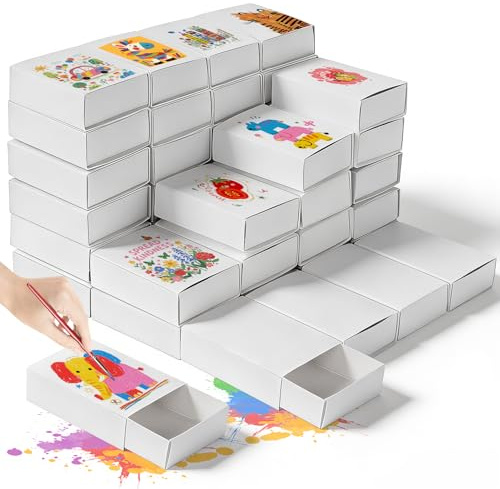 Nuyoah Scatole di fiammiferi vuote, 5 x 3,5 x 1,5 cm, 100 pezzi, colore bianco, per fai da te, ideali per progetti di bricolage a scuola, calendario dell'Avvento, fai da te, decorazioni e regali