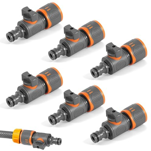 Schlauchkupplung mit Regulierventil, 6 Stück Kupplung mit Regulierventil, 1/2 Zoll Gartenschlauchverbinder Schlauchverbinder mit Absperrventil für Kontinuierliche Regulierung und Absperrung des Wasser