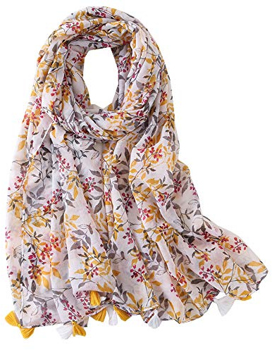 KOOYOL Femme Foulard Boho écharpe pour écharpe Imprimée Florale Légère mode écharpes à Franges Enveloppes Châle