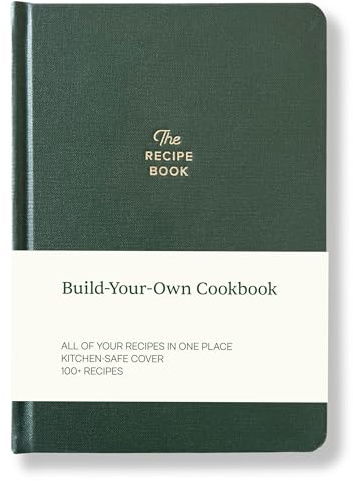 Kunitsa Co. Recipe Notebook - Keepsake Gift, Hardcover Blank Recipe Book to Write In Your Own Recipes with Journaling Prompts About the Chef, 100 Recipes, Dark Pine