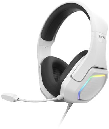 KROM KOPA 7.1 – Auriculares Gaming USB con Sonido Virtual 7.1, iluminación RGB Rainbow, Drivers de 50 mm, micrófono omnidireccional, Control de Volumen y Mute, Diadema Ligera y Ajustable – Negro