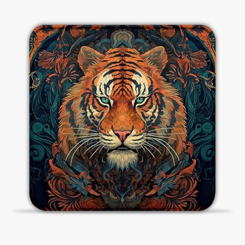 Gaming Mouse Pad art tiger Portable (8-inch Heat-Resistant Stitched Edges Non-Slip Base 360° Smooth Tracking for Esports, Compact for Travel Gaming Setup