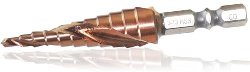 M35 Cobalt Step Drill Bit 3-13mm Hex Shank Drill Bit Coated for Metal Wood Plastic Spiral Grooved 11-Step Design for Precise Hole Cutting