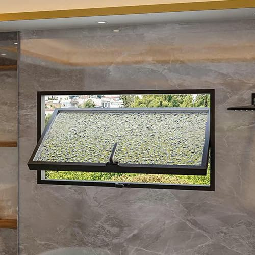 Aluminum Small Home Rectangle Ventilation Window Shed Windows, Tempered Glass Recessed Basement Window for Living Room Home Office Kitchen(Black B,60cm/23.6in)