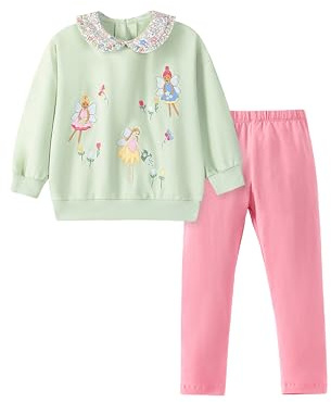 TCWWBB Girls Clothes Set Kids Outfits Toddler Cute Unicorn Bunny Dancing Print Cotton jumper long Sleeve Shirt Dresses Tops Leggings Trousers Pants 2 Piece Clothing Set Age 1-7 Years Old