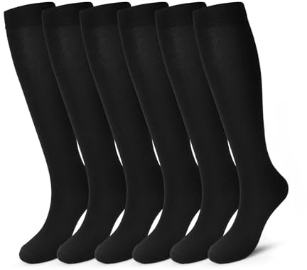 Pnosnesy Chaussettes de Compression, (2/4/6/7 paires) pour Hommes et Femmes 15-20 mmHg, idéales pour L'athlétisme, la Course, les voyages en avion, le Soutien